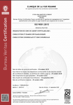 Aperçu certificat ISO 9001 Bureau Veritas 2025 — Clinique de la vue Roanne